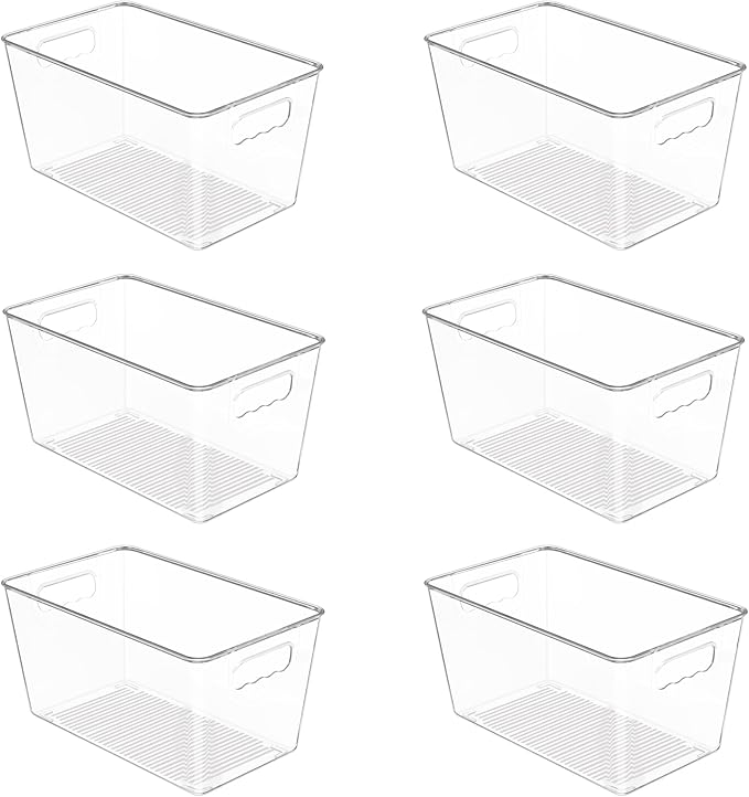 Vtopmart 6 PCS Clear Plastic Storage Bins, Pantry Organizer Containers by Vtopmart