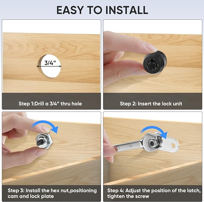 PTEROMY 5 Pack Heavy Duty Cabinet Lock - Image 6