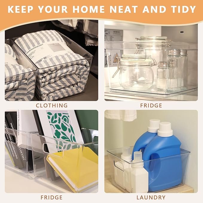 MOONEDGE 6-Pack Clear Plastic Storage Bins — Open-Top PET Storage Containers & - Image 5