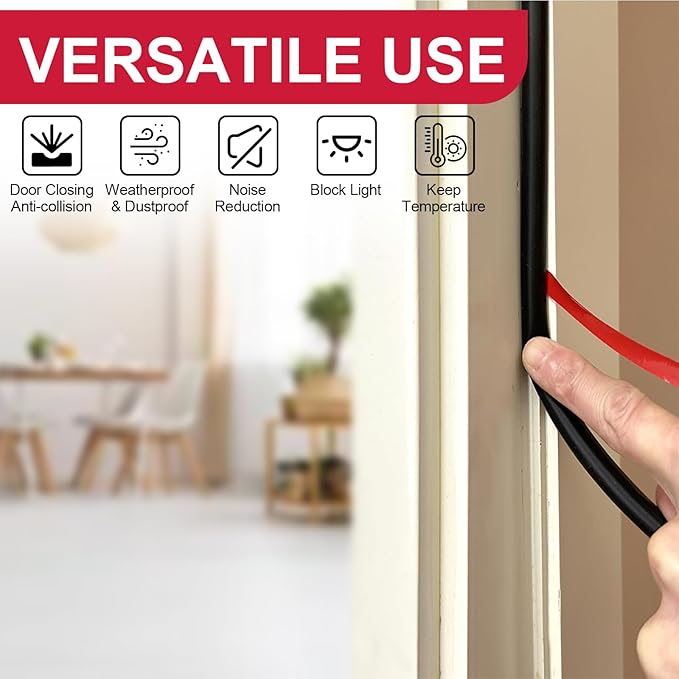 【New Upgrade】 Silicone Door Weather Stripping Door Seal Strip, 19.7 Feet - Image 7