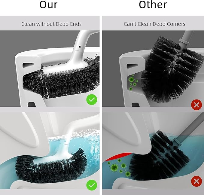 HAMITOR Toilet Bowl Brush Holder Set: 3 Pack Bathroom Deep Cleaning Toilet - Image 3