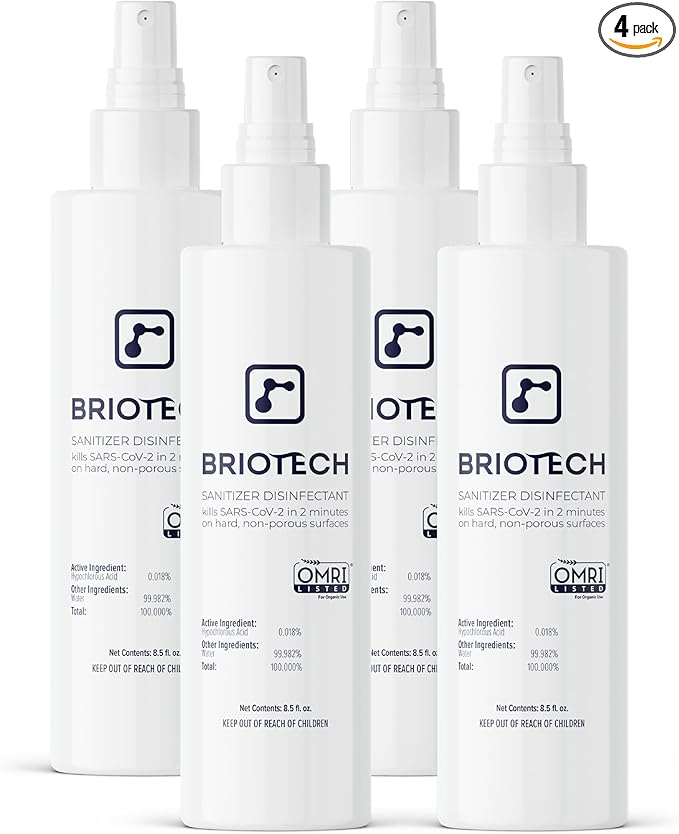 BRIOTECH Sanitizer Disinfectant Hypochlorous Spray, Kill 99.99% of Viruses & by BRIOTECHUSA