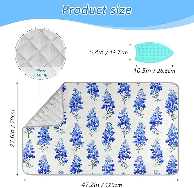 Watercolor Bluebonnets Ironing Mat - Image 2