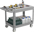 Large Garage Flat Top Utility Cart, Heavy Duty 2 Shelf Tool Cart Service Cart by Maemttes