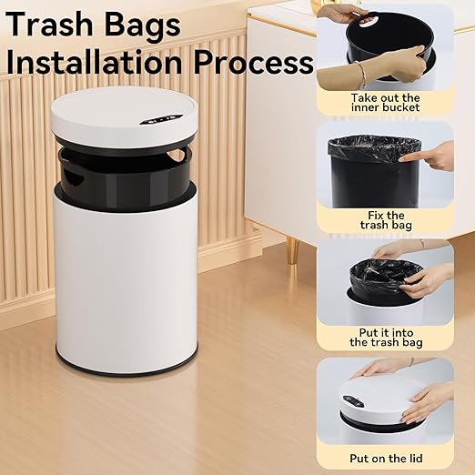 Bathroom Trash Can with Lid 2.6 Gallon Stainless Steel TrashCans Automatic - Image 4