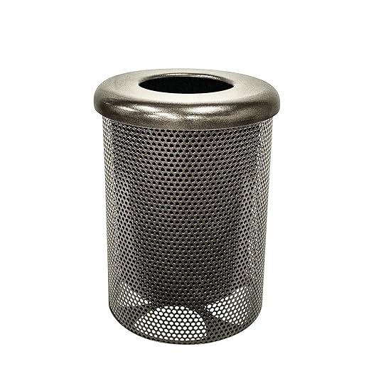 COATEDOUTDOORFURNITURE 32-Gallon Heavy-Duty Punched Steel Round Trash Receptacle by CoatedOutdoorFurniture