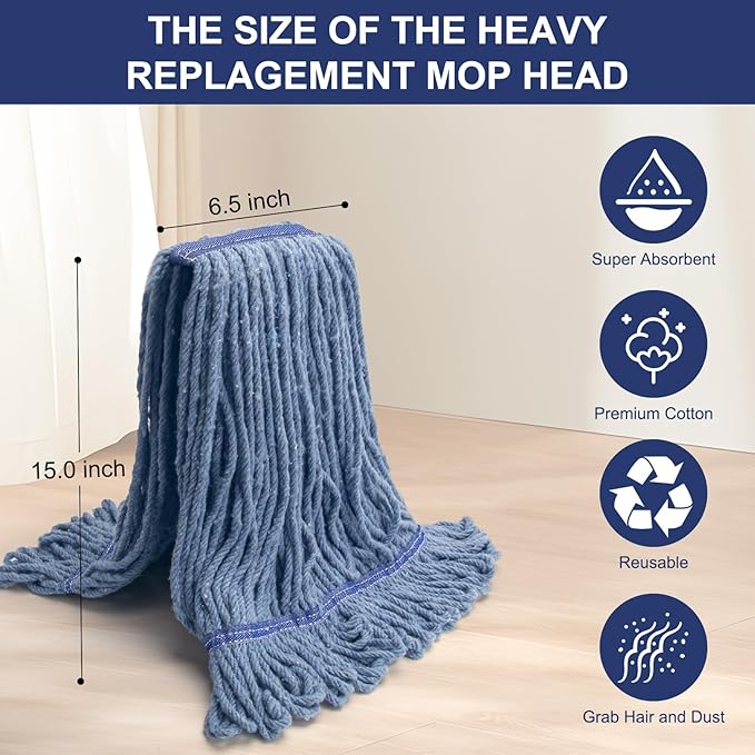 KeFanta 6 Pack Heavy Duty Commercial Mop Head Replacement, Wet Industrial - Image 5