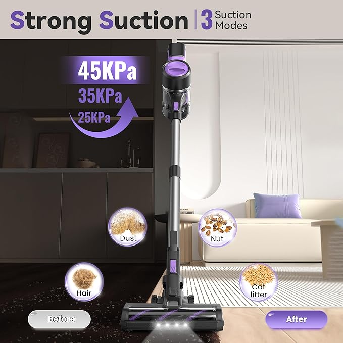 DEVOAC S10 Cordless Vacuum Cleaner, 45Kpa 50mins Lightweight Stick Vacuum - Image 4