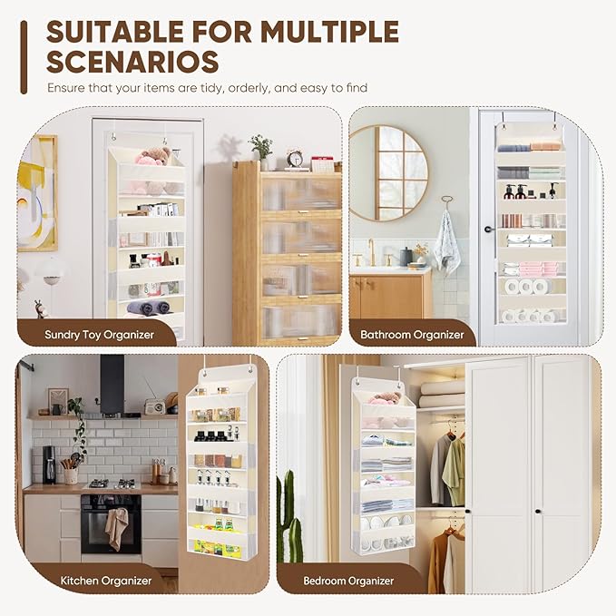 QINGUANG Over The Door Organizer, Hanging Organization and Storage, Behind Door - Image 7