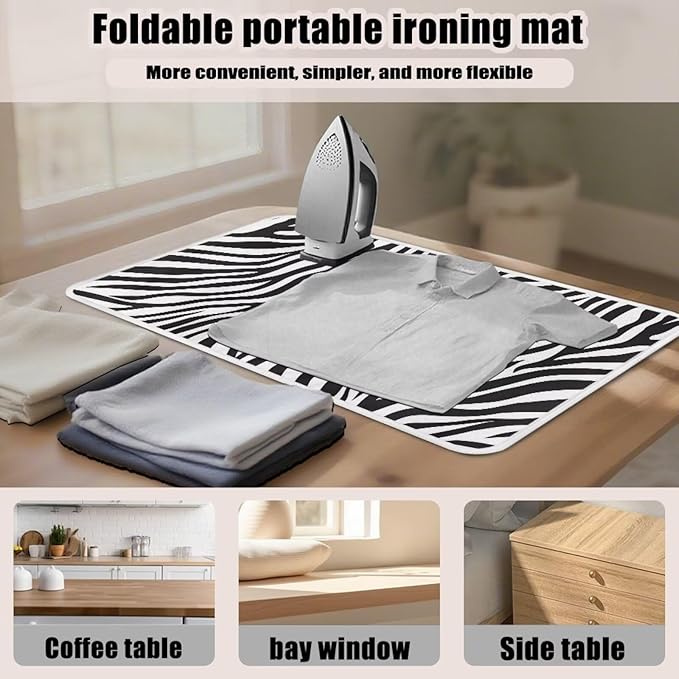 Zebra Print Ironing Mat Portable Iron Pad Magnetic Cover and Padding - Image 6