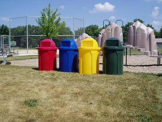 42 Gallon Round100% Recycled Plastic Heavy Duty Outdoo Trash Can - Image 3