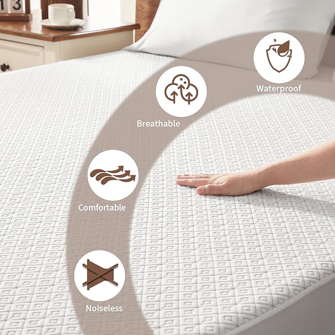 BEDLORE Waterproof Twin XL Mattress Protector, Noiseless Mattress Cover - Image 2