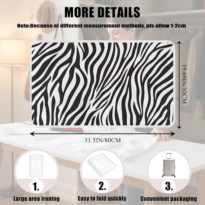Zebra Print Ironing Mat Portable Iron Pad Magnetic Cover and Padding - Image 7