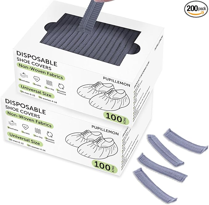 200Pcs Non-Woven Shoe Covers Disposable Non Slip by PUPILLEMONJEWELRY