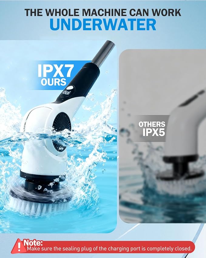 Electric Spin Scrubber with 10 Replaceable Brush Heads, IPX7 Waterproof Shower - Image 2