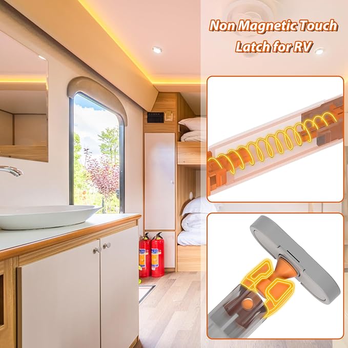 Jiayi Strong Heavy Duty Push Latch, Non-Magnetic RV Hidden Door Cabinet Latches - Image 2