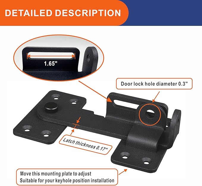2PCS Flip Latch Lock, 90 Degre Heavy Duty Gate Latch - Image 3