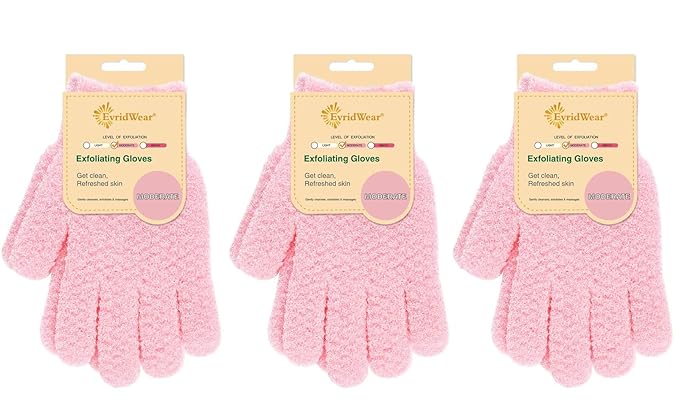 Evridwear Exfoliating Gloves for Shower, 100% Nylon Thick Soft Medium Heavy by Evridwear