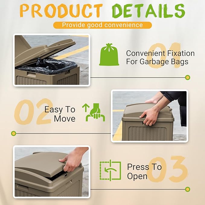 YESHOMY 4 Pack Outdoor Trash Can - Image 2