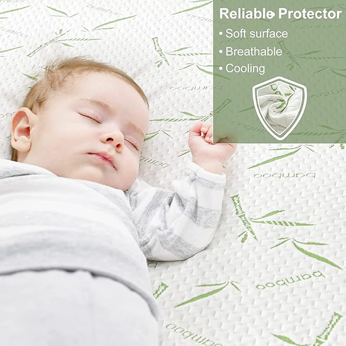 California King Mattress Protector Waterproof Mattress Pad Washable Bamboo - Image 2