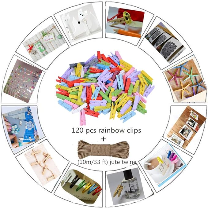 DurReus Small Wooden Clips Pictures Hanger - Image 4