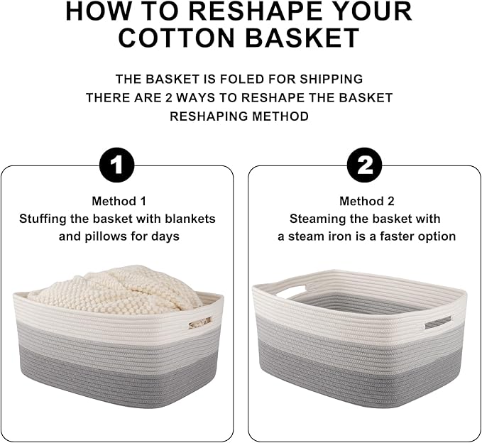Large Storage Basket for Organizing, Woven Rope Basket for Shelves, Closet - Image 8