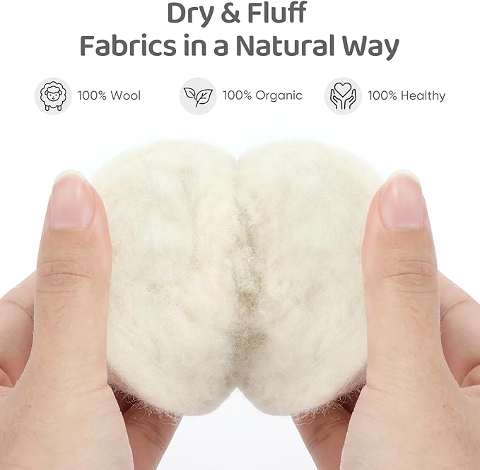 Wool Dryer Balls 6 Pack, Natural Fabric Softener, Dryer Balls Laundry Reusable - Image 4