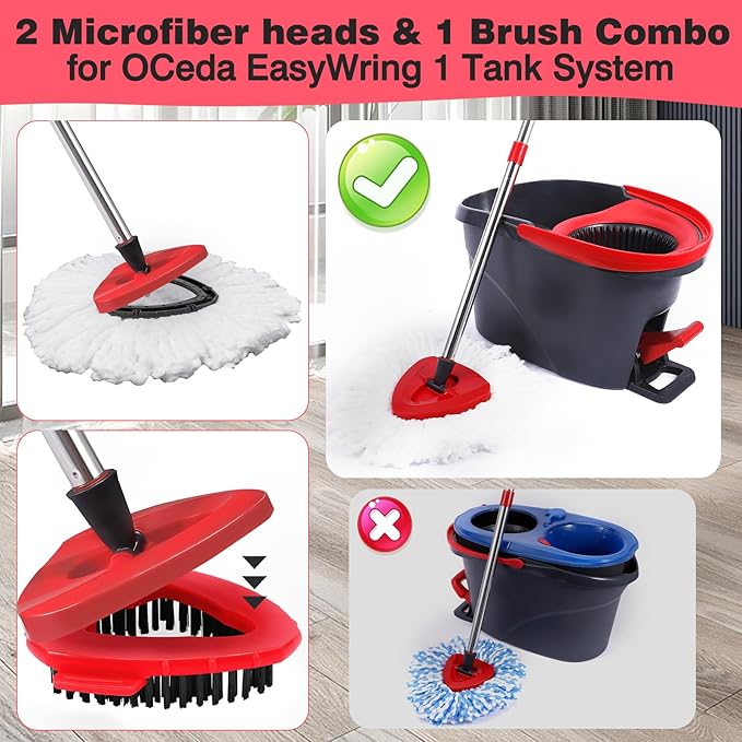 Mop Replacement Heads 2 Pcs & 1 Scrub Brush Combo - Image 2