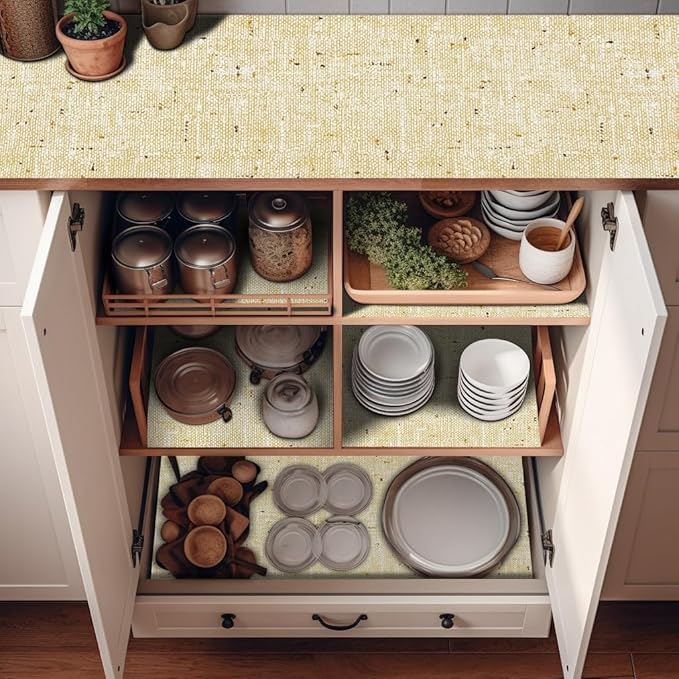 Shelf Liner Non Adhesive 18 Inch x 40 Feet Beige Kitchen Drawer Liner, - Image 9