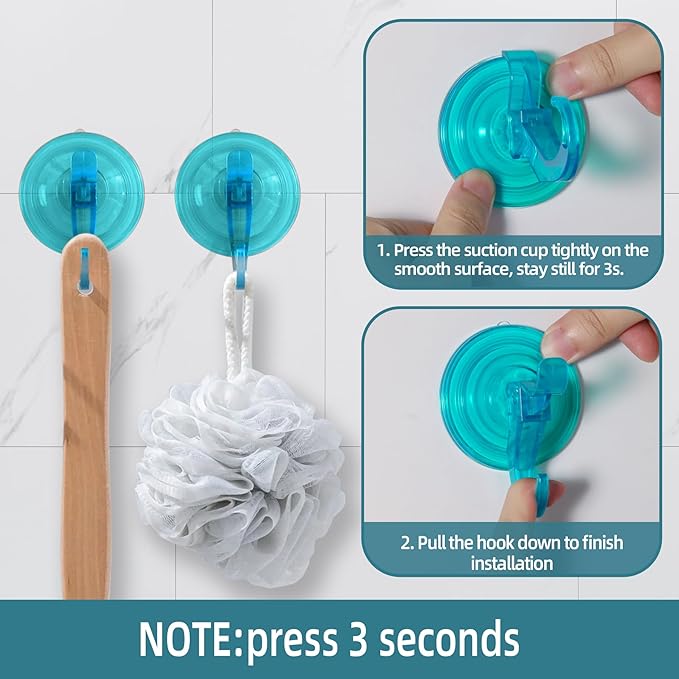 Antimbee 3 Pack Suction Cup Hooks, Removable Reusable Bathroom Suction Hooks - Image 4