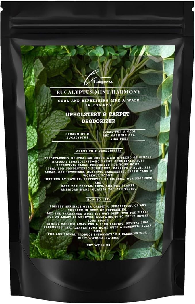 Eucalyptus Mint Harmony Carpet Freshener Powder: Powerful Odor Eliminator by Lapew