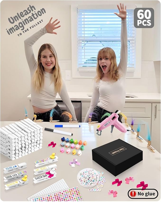 Cheer Pins for Backpack Cheer Stuff Kit 70 White Colored Clothes Pins - Image 4
