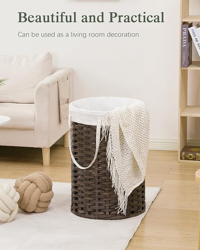 Laundry Hamper Laundry Basket Round 19.0 Gal Handwoven Rattan Laundry Basket - Image 8