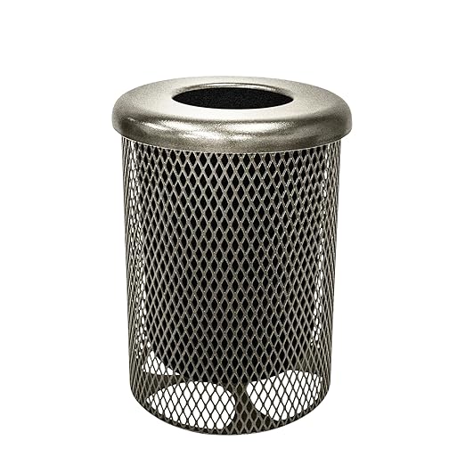 COATEDOUTDOORFURNITURE 32-Gallon Heavy-Duty Expanded Metal Round Trash by CoatedOutdoorFurniture