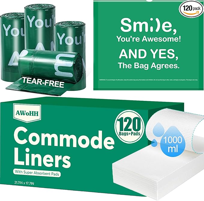 Commode Liners with Absorbent Pads, Universal Disposable Commode/Bed Pan Liners by Unknown