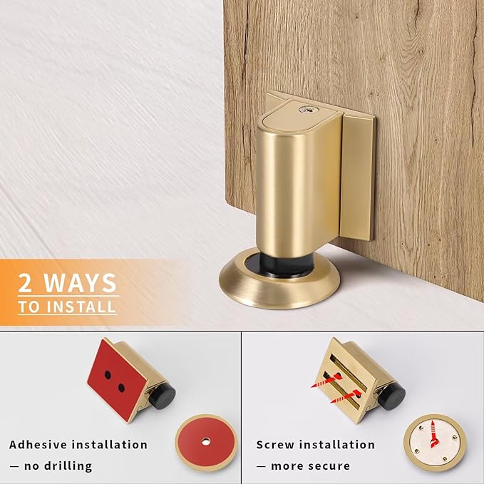 Bak Bo Magnetic Door Stoppers 2 Pack Bottom of Door Holder Keep Door Open No - Image 4