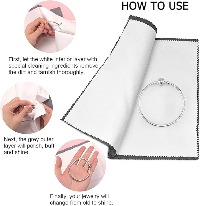 SEVENWELL 4pcs Jewelry Polishing Cleaning Cloth Large 10'' x 12'' - Image 5