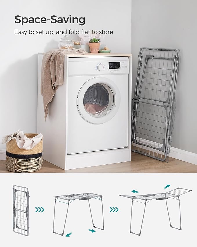 SONGMICS Clothes Drying Rack Foldable, Gullwing Laundry Drying Rack, - Image 5