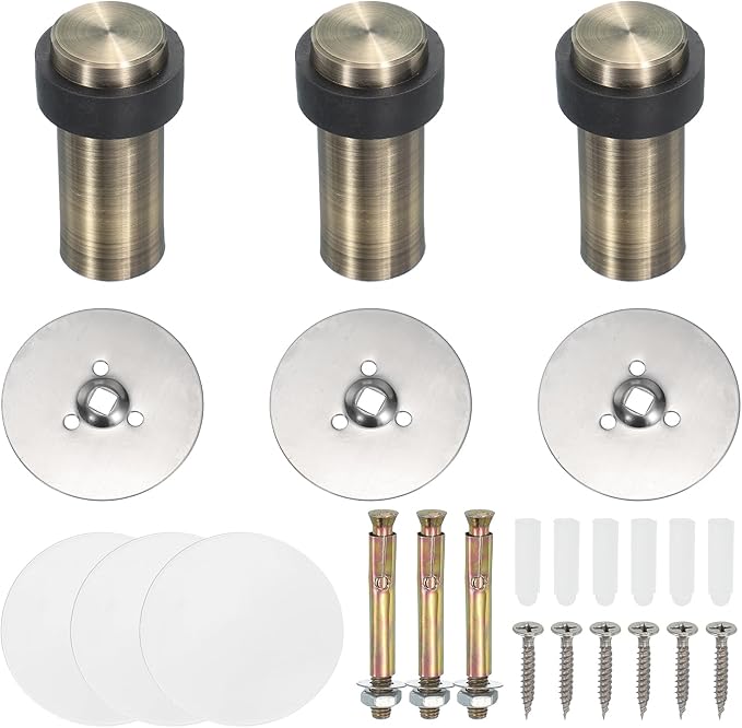 PATIKIL 3Set Round Door Stoppers, 80mm Stainless Steel Door Stop Doorstop Wedge by PATIKIL