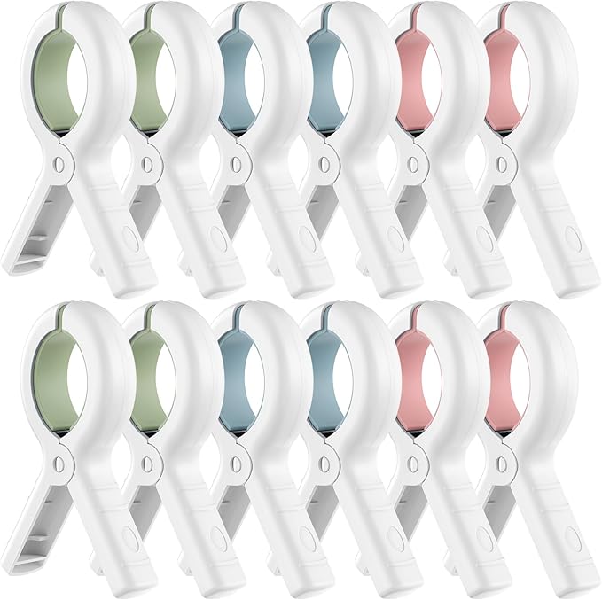Senbowe 12 Pack Beach Towel Clips, Pool Chair Clips, Heavy Duty Plastic Clothes by Senbowe