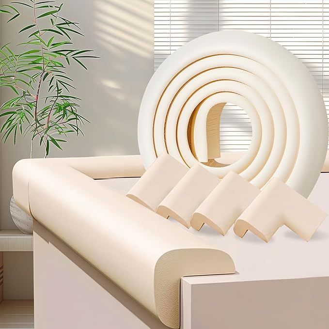 Baby Proofing Edge Corner Protector, 1Roll L-Shape Soft Cabinet Door Bumper by ZOMPAGOTape