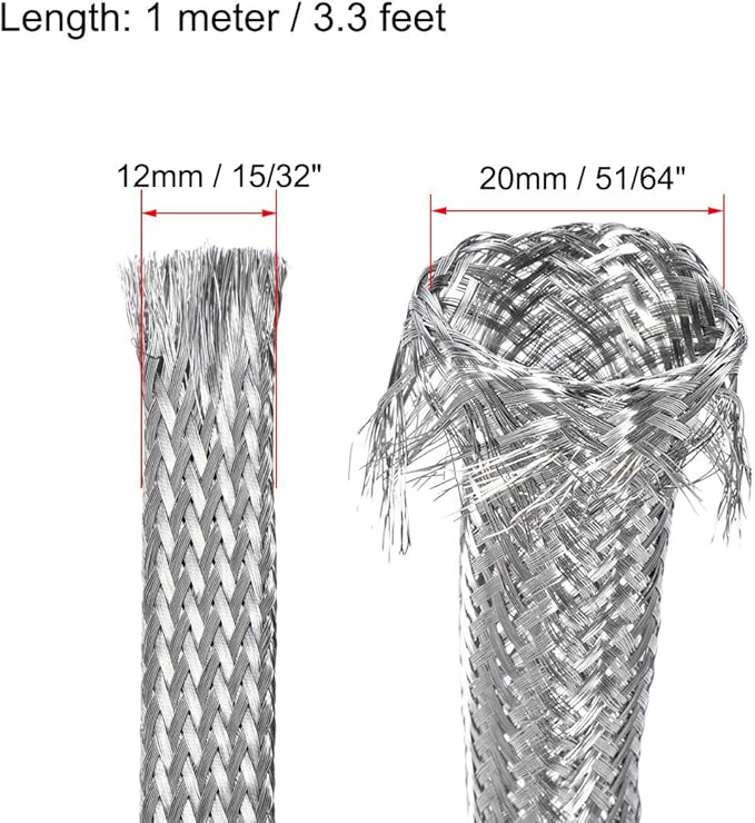 uxcell 3.3Ft - 15/32 Inch 304 Stainless Steel Sleeving Expandable Hose Cover - Image 2