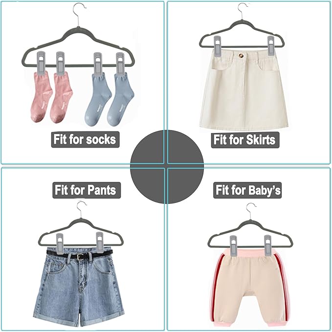 Hanger Clips Perfect for Velvet Hangers, Strong Plastic Clips Pant Skirt Hanger - Image 5