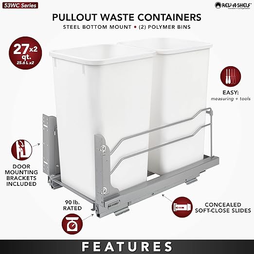 Rev-A-Shelf Double Pull-Out Trash Can - Image 3