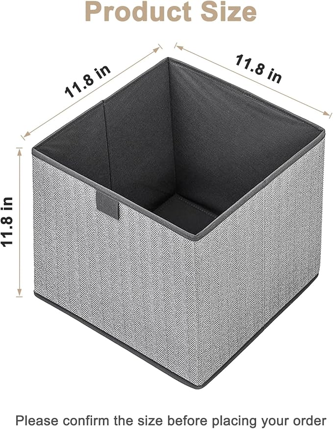 Storage Baskets, 11.8-Inch Woven Fabric Bins, Storage Cubes - Image 2