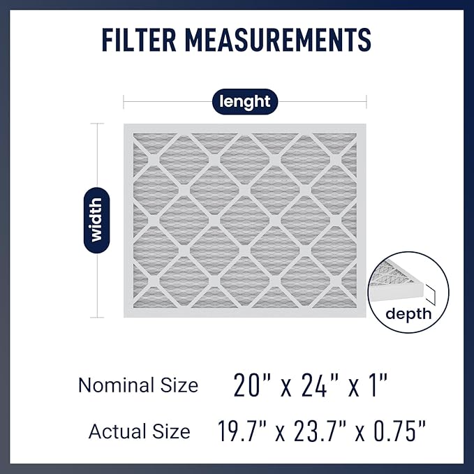 20x24x1 MERV 8 Air Filters 6-Pack, Actual Size 19.7" x 23.7" x 0.75" – - Image 2