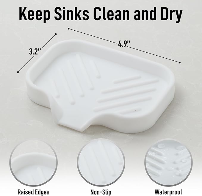 Zulay Kitchen Small Silicone Sponge Holder – Space-Saving Sink Organizer Tray - Image 4