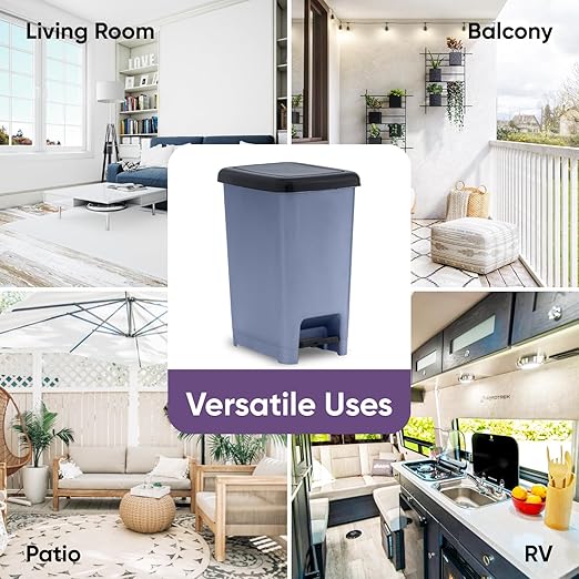 Superio Slim Trash Can with Foot Pedal – 2.5 Gallon Step-On Trash Can with Lid - Image 6