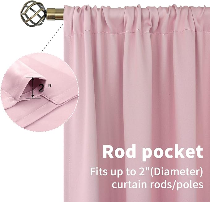 BGment Baby Pink Room Darkening Curtains 36 Inch Length - Image 5