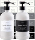 16oz Glass Soap Dispenser with Stainless Steel Pump, 21 Waterproof Labels by Verute
